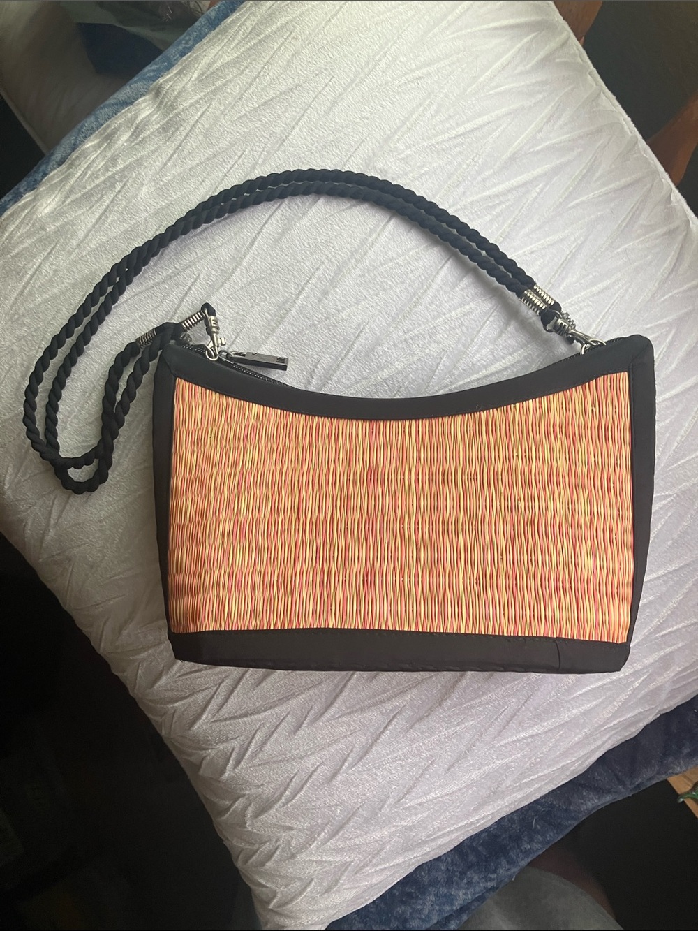 Baskets of Cambodia Woven Pink & Black Handbag